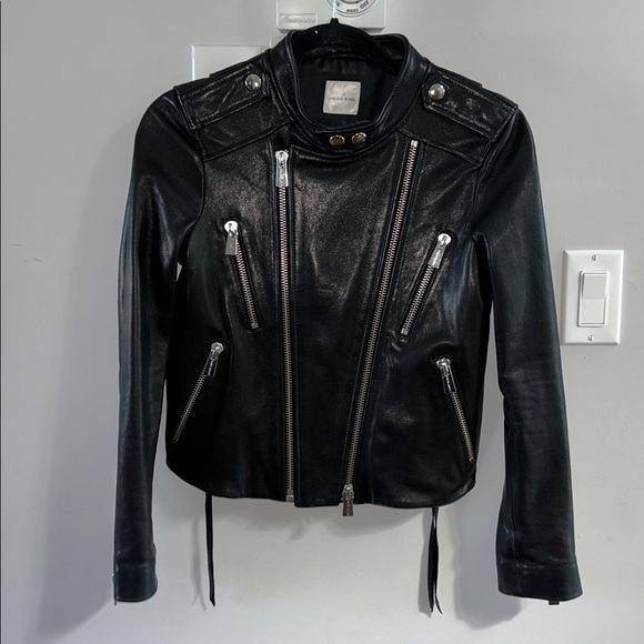 Anine Bing Bowie Moto Leather Biker Jacket Black - Picture 4 of 9